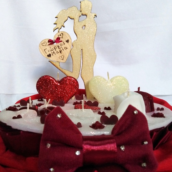 Δώρο Αγίου Βαλεντίνου πρωτότυπο κερί με ζευγάρι 23×20cm - romantic, αρωματικά κεριά, ζευγάρια, αγ. βαλεντίνου - 3