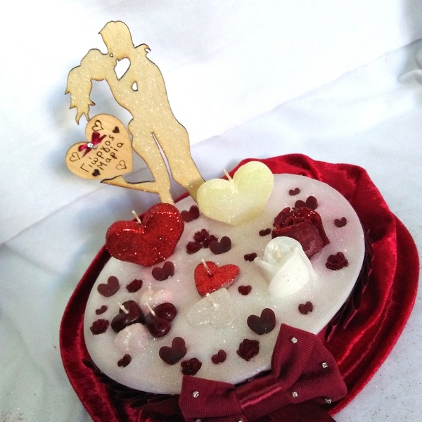 Δώρο Αγίου Βαλεντίνου πρωτότυπο κερί με ζευγάρι 23×20cm - romantic, αρωματικά κεριά, ζευγάρια, αγ. βαλεντίνου - 4