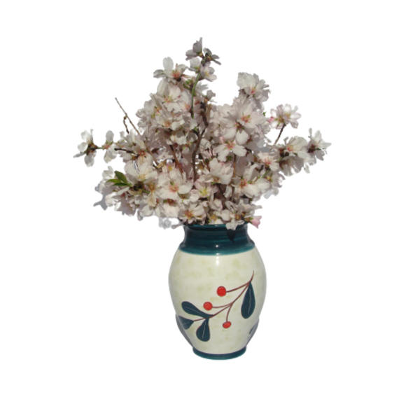 Κεραμικό βάζο με ζωγραφισμένα λουλούδια - βάζα & μπολ, λουλούδια, πηλός - 3