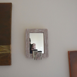 Καθρέπτης ξύλινος χειροποίητος ζωγραφισμένος στο χέρι Γειτονιά με σπίτια 15x20x4 Σομόν Καπαδάκης - ζωγραφισμένα στο χέρι, διακόσμηση, χειροποίητα, ξύλινα διακοσμητικά τοίχου - 2