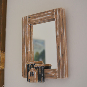 Καθρέπτης ξύλινος χειροποίητος ζωγραφισμένος στο χέρι Γειτονιά με σπίτια 15x20x4 Καφέ Καπαδάκης - ζωγραφισμένα στο χέρι, διακόσμηση, χειροποίητα, ξύλινα διακοσμητικά τοίχου - 4