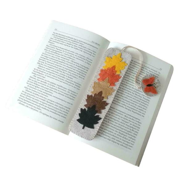 Σελιδοδείκτης "φθινοπωρινά φύλλα" - σελιδοδείκτες, πεταλούδα, φύλλο
