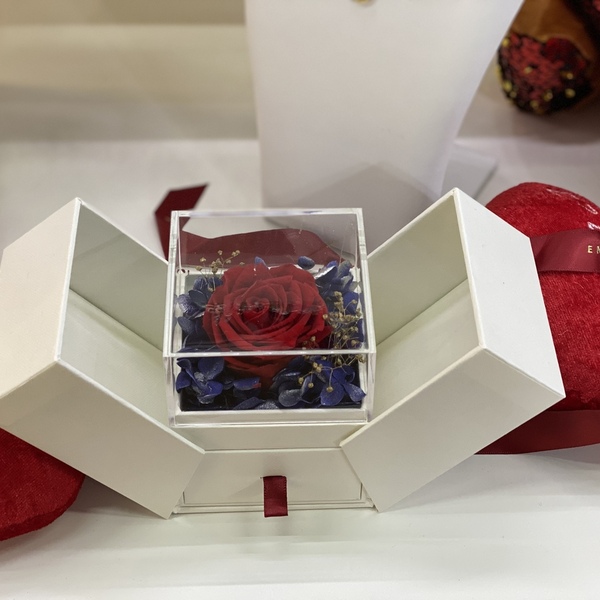 Κασετίνα δερματίνι με τριαντάφυλλο που διαρκεί forever και κόσμημα λαιμού - γυναικεία, δώρο, επέτειος, δώρα γενεθλίων, δώρο πάσχα - 2