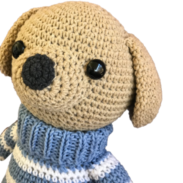 Σκύλος με ριγέ πουλόβερ - λούτρινα, amigurumi - 2