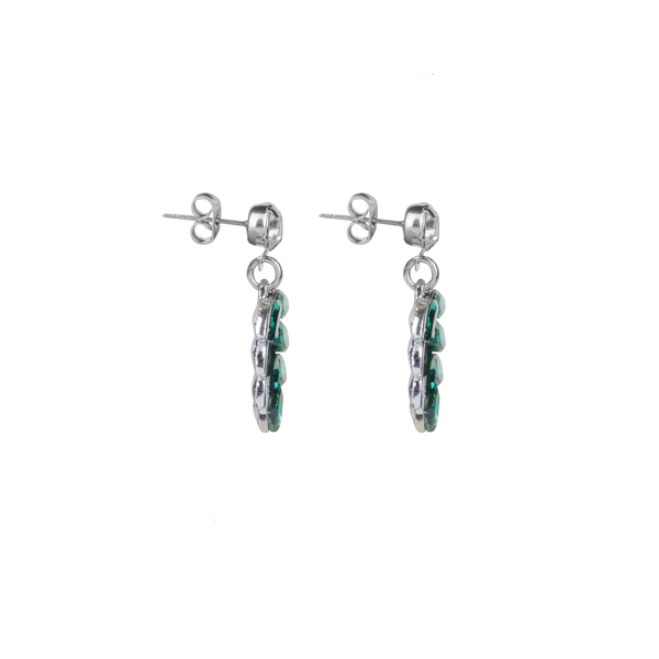 Σκουλαρίκια με Zircon "Emerald Green" - πέτρες, λουλούδι, μικρά, ζιργκόν, κρεμαστά - 2