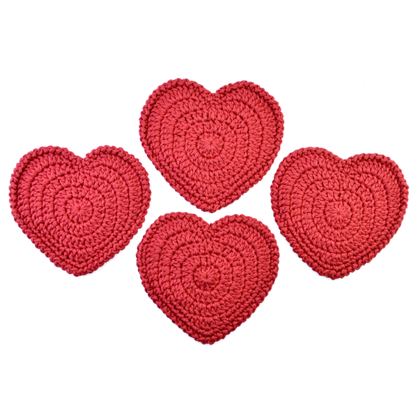Σουβέρ καρδιά 2 τεμάχια, crochet heart coasters - καρδιά, σουβέρ, διακοσμητικά - 2