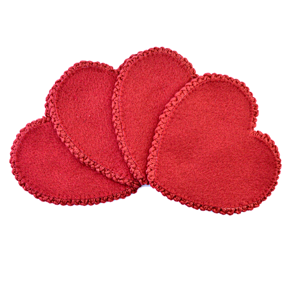 Σουβέρ καρδιά 2 τεμάχια, crochet heart coasters - καρδιά, σουβέρ, διακοσμητικά - 4