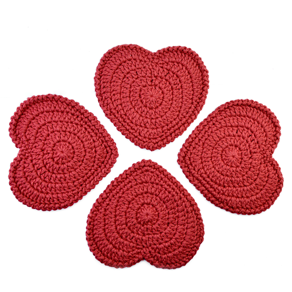 Σουβέρ καρδιά 2 τεμάχια, crochet heart coasters - καρδιά, σουβέρ, διακοσμητικά