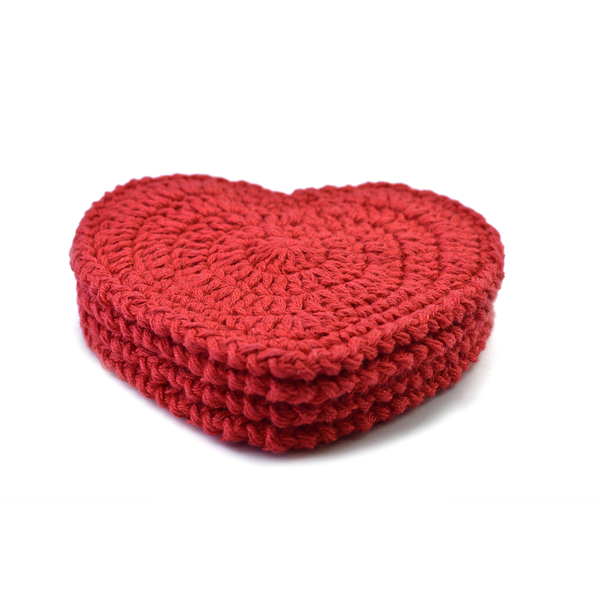 Σουβέρ καρδιά 2 τεμάχια, crochet heart coasters - καρδιά, σουβέρ, διακοσμητικά - 5