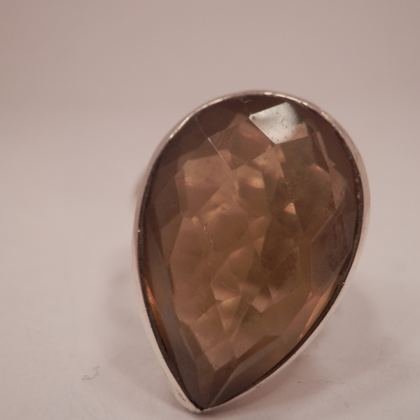 Ασημενιο δακτυλιδι με Brown Smoky Quartz - ημιπολύτιμες πέτρες, ασήμι 925, σταθερά, μεγάλα - 2