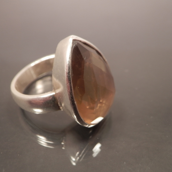 Ασημενιο δακτυλιδι με Brown Smoky Quartz - ημιπολύτιμες πέτρες, ασήμι 925, σταθερά, μεγάλα - 3