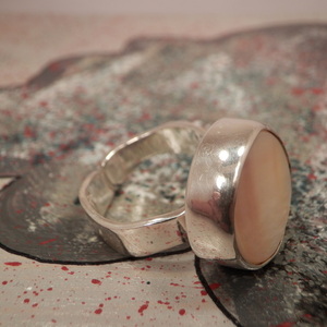 Ασημενιο δακτυλιδι με φιλντισι - ασήμι 925, μεγάλα, αυξομειούμενα - 4