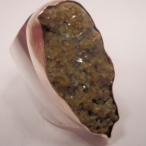 Ασημοχρυσο δακτυλιδι με Epidote - ημιπολύτιμες πέτρες, ασήμι 925, σταθερά, μεγάλα - 3