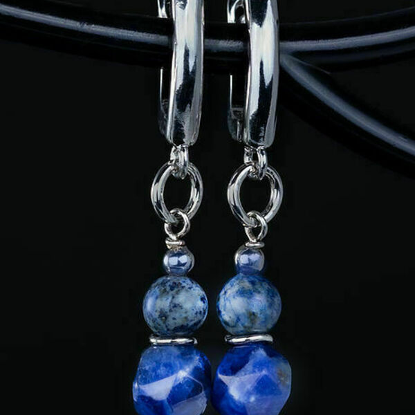 ΣΚΟΥΛΑΡΙΚΙΑ " Λαζουλι μπλε" - πέτρες, μικρά, κρεμαστά, faux bijoux - 2