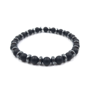 Mens bracelet black onyx_hematite(αντρικό βραχιόλι με ημιπολυτιμες πέτρες ματ) - όνυχας, αιματίτης, βραχιόλια, αντρικά βραχόλια