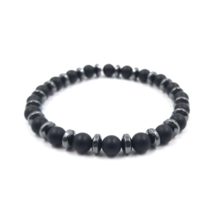 Mens bracelet black onyx_hematite(αντρικό βραχιόλι με ημιπολυτιμες πέτρες ματ) - ημιπολύτιμες πέτρες, όνυχας, αιματίτης, αντρικά βραχόλια