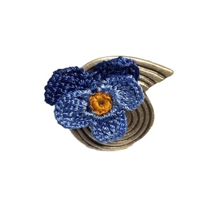 Μεγάλο δαχτυλίδι "Knit Metal" σπείρα με γαλάζιο πανσέ - αλπακάς, επάργυρα, μεγάλα, αυξομειούμενα, φθηνά
