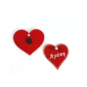 Ξύλινα μαγνητάκια καρδιές 9×8εκ. & 7×7εκ. κόκκινα - ξύλο, αγάπη, μαγνητάκια, σετ δώρου, μαγνητάκια ψυγείου - 3