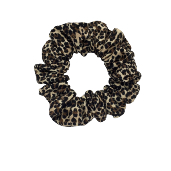 Υφασμάtινο λαστιχάκι scrunchie leopard mini - ύφασμα, animal print, για τα μαλλιά, λαστιχάκια μαλλιών