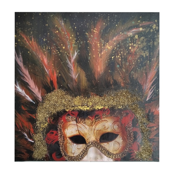 Πίνακας σε καμβά "Βενετσιάνικη μάσκα"(40*40cm) - ζωγραφισμένα στο χέρι, πίνακες & κάδρα, πίνακες ζωγραφικής