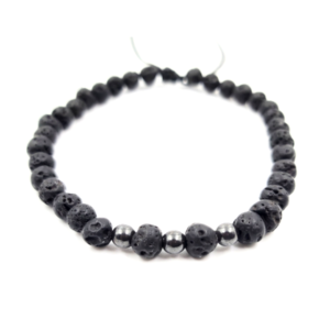 Men's bracelet LAVA - HEMATITE (αντρικο βραχιόλι λάβα) - λάβα, αιματίτης, βραχιόλια, αυξομειούμενα