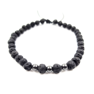 Men's bracelet LAVA - HEMATITE (αντρικο βραχιόλι λάβα) - ημιπολύτιμες πέτρες, λάβα, αιματίτης, βραχιόλια