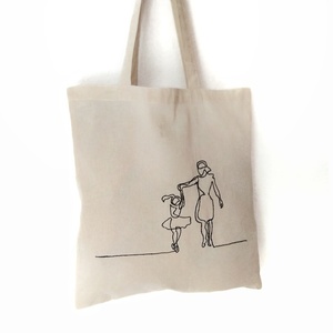 Κεντημένη Τσάντα πολλαπλών χρήσεων - Η βόλτα - - ύφασμα, γιορτή της μητέρας, δώρα για γυναίκες, πάνινες τσάντες - 3