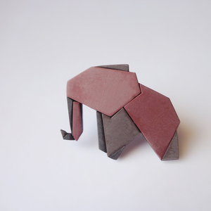 Καρφίτσα - ελέφαντας οριγκάμι - πηλός, γεωμετρικά σχέδια, ελεφαντάκι, minimal