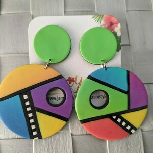 Color Block Earrings - πηλός, ατσάλι, κρεμαστά - 2