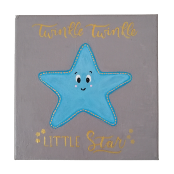 Παιδικός Χειροποίητος Πίνακας 20x20 cm Αστέρι Twinkle Twinkle Little Star - κορίτσι, αγόρι, αστέρι, δώρα για παιδιά, παιδικοί πίνακες