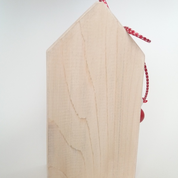 Διακοσμητικό ξύλινο σπιτάκι 15×8×5εκ. φυσικό χρώμα με κόκκινο - ξύλο, δώρο, σπίτι, αγάπη, διακοσμητικά - 4