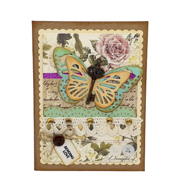 Χειροποίητη κάρτα με πεταλούδα - πεταλούδα, γενέθλια, επέτειος, γιορτή της μητέρας