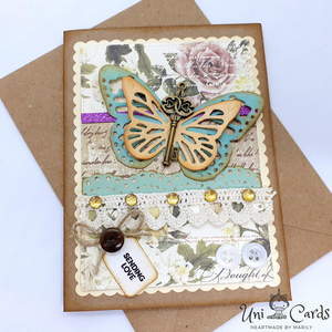 Χειροποίητη κάρτα με πεταλούδα - πεταλούδα, γενέθλια, επέτειος, γιορτή της μητέρας - 3