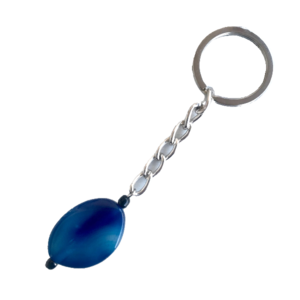 Μπρελόκ κλειδιών με Αχάτη Μπλε ημιπολύτιμο λίθο 30χιλ - ημιπολύτιμες πέτρες, αχάτης, πέτρα, ανδρικά μπρελόκ, σπιτιού
