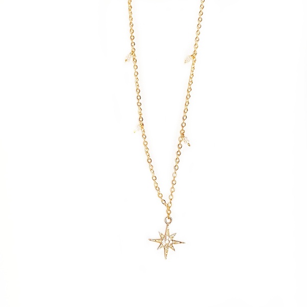 Ατσάλινη αλυσίδα με στοιχεία αστέρι και μαργαριτάρια!! - charms, κοντά, ατσάλι, πέρλες