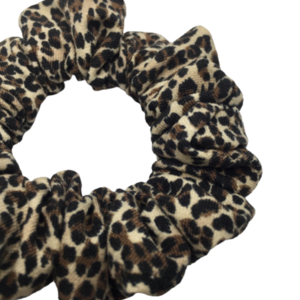 Υφασμάtινο λαστιχάκι scrunchie leopard mini - ύφασμα, animal print, για τα μαλλιά, λαστιχάκια μαλλιών - 2