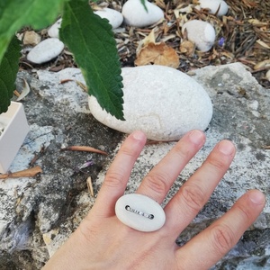 Δαχτυλίδι με λευκό βοτσαλο - ασήμι 925, χειροποίητα, minimal, βότσαλα, αυξομειούμενα - 5