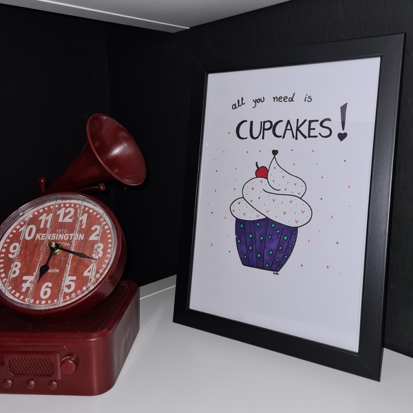 Κάδρο Cupcake - ζωγραφισμένα στο χέρι, πίνακες & κάδρα, minimal - 2