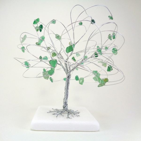 Συρμάτινο Γλυπτό Δέντρο Με Αβεντουρίνη - ημιπολύτιμες πέτρες, μέταλλο, διακοσμητικά - 2