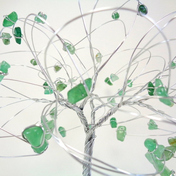 Συρμάτινο Γλυπτό Δέντρο Με Αβεντουρίνη - ημιπολύτιμες πέτρες, μέταλλο, διακοσμητικά - 4
