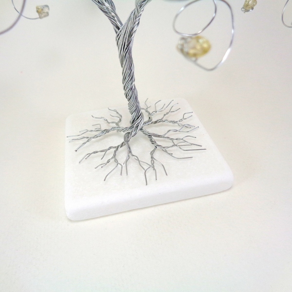 Συρμάτινο Γλυπτό Δέντρο με Lemon Quartz - ημιπολύτιμες πέτρες, μέταλλο, διακοσμητικά - 3