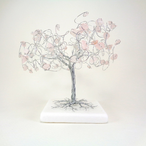 Συρμάτινο Γλυπτό Δέντρο με Rose Quartz - ημιπολύτιμες πέτρες, μέταλλο, διακοσμητικά
