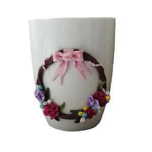 Τρισδιάστατη Χειροποίητη κούπα με πολυμερικό πηλό σχεδιο: στεφανάκι με λουλούδια - δώρο, πορσελάνη, κούπες & φλυτζάνια, δώρα για γυναίκες, πολυμερικό πηλό