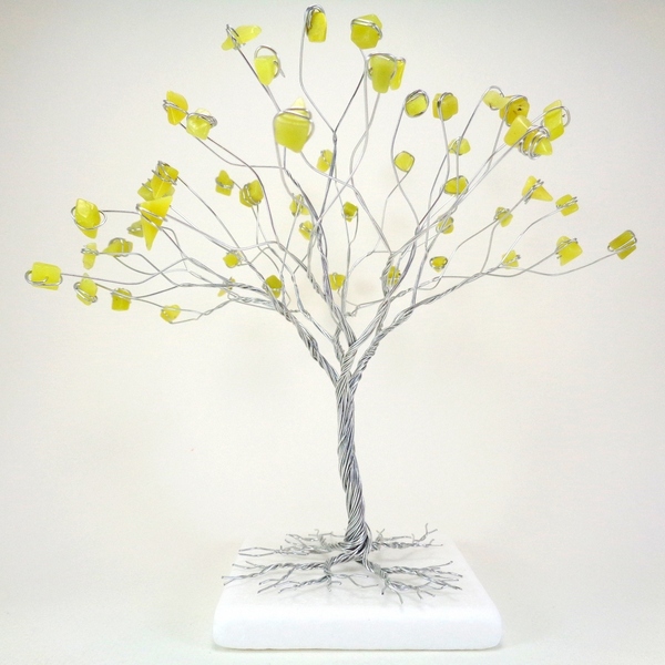 Συρμάτινο Γλυπτό Δέντρο με Jade - ημιπολύτιμες πέτρες, νεφρίτης, μέταλλο, διακοσμητικά
