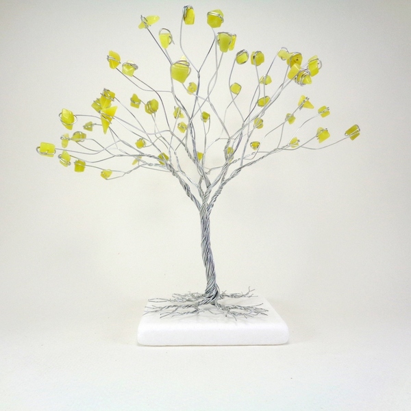 Συρμάτινο Γλυπτό Δέντρο με Jade - ημιπολύτιμες πέτρες, νεφρίτης, μέταλλο, διακοσμητικά - 2