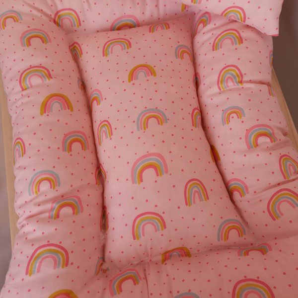 Ξύλινο κρεβατάκι με στρώμα για μικρά ζώα rainbow - μαξιλάρια - 4