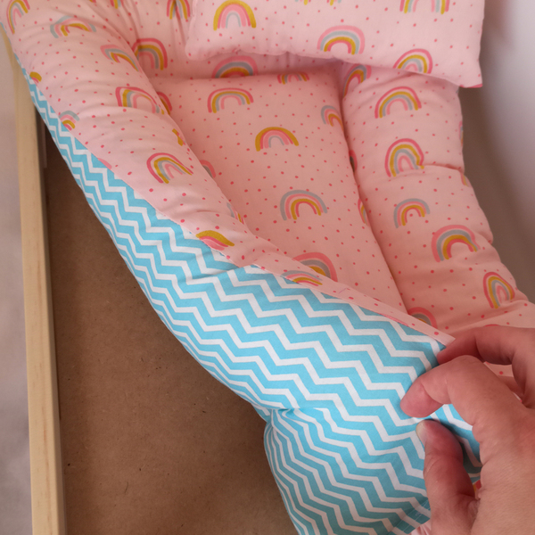 Ξύλινο κρεβατάκι με στρώμα για μικρά ζώα rainbow - μαξιλάρια - 2