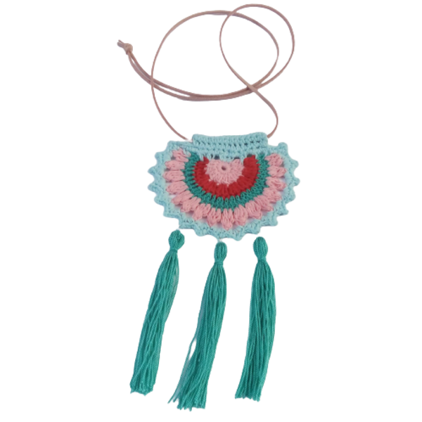 Μακρύ κολιέ πλεκτό boho (μήκος 100 εκ.) - crochet, μακριά, boho, μεγάλα, πλεκτά κολιέ