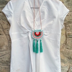 Μακρύ κολιέ πλεκτό boho (μήκος 100 εκ.) - crochet, μακριά, boho, μεγάλα, πλεκτά κολιέ - 3