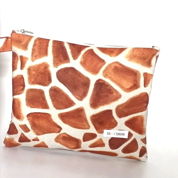 Τσαντάκι (νεσεσέρ) giraffe print - ύφασμα, animal print, all day, χειρός, πάνινες τσάντες - 2